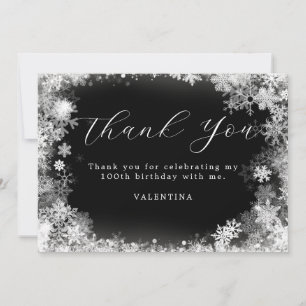 100th Birthday Winter Wonderland Snowflake Thank You Card