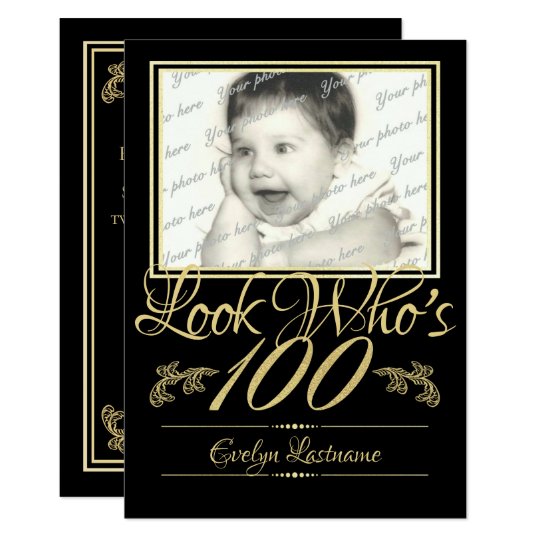 100th Birthday with Photo Invitation | Zazzle.com