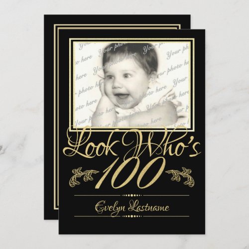 100th Birthday with Photo Invitation