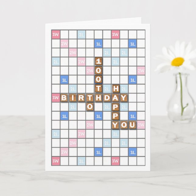 100th Birthday, Word Game Board Card (Small Plant)