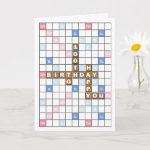 100th Birthday, Word Game Board Card