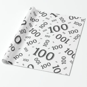 100th Black/White Random Number Pattern Large Wrapping Paper