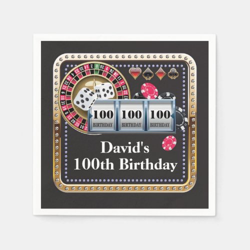 100th Casino Poker Playing Card Birthday Napkins