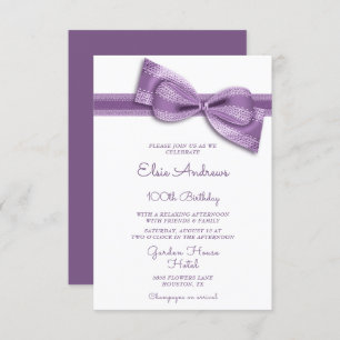 100th Centenarian Bow & Ribbon Birthday Invitation