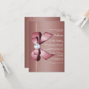100th Centenarian Jewel Bow & Ribbon Birthday Invitation