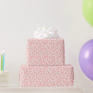 100th Coral/White Random Number Pattern Small Wrapping Paper