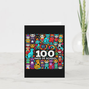 100th Day Cat Easy 100 Days Of School Tee Teacher  Card