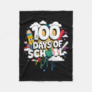 100th Day Funny Outfit Teacher & Student 100 D Fleece Blanket