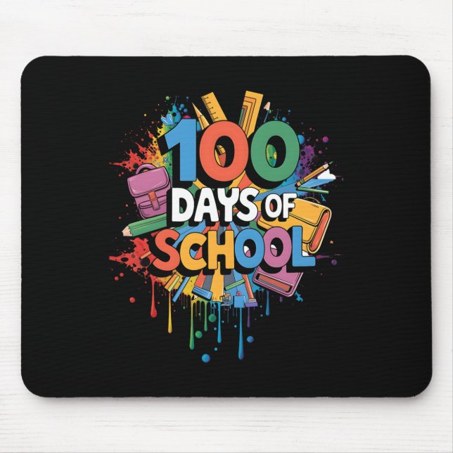 100th Day Funny Outfit Teacher &amp; Student 100 D Mouse Pad (Front)