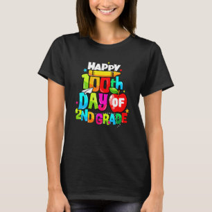100th Day Of 2nd Grade Teacher Kids Happy 100 Days T-Shirt
