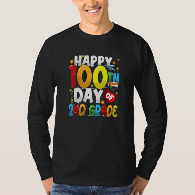 100th Day of 2nd Grade Teachers Kids Students Happ T-Shirt (Front)