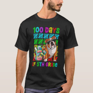 100th Day Of 5th Grade Boys Kids English Bulldog D T-Shirt