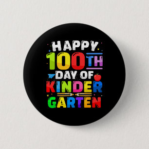 100th Day Of Kindergarten 100 Days For Teacher Kid Button