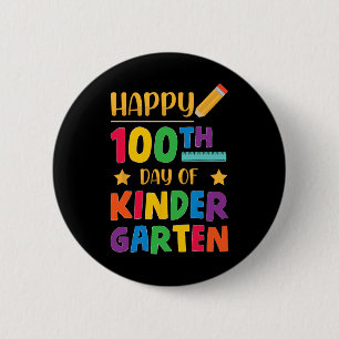 100th Day Of Kindergarten Cute School Student Button