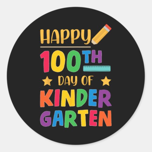 100th Day Of Kindergarten Cute School Student  Classic Round Sticker