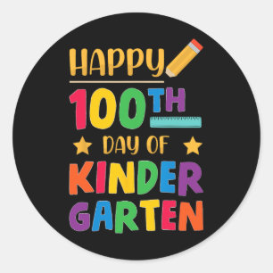 100th Day Of Kindergarten Cute School Student Classic Round Sticker