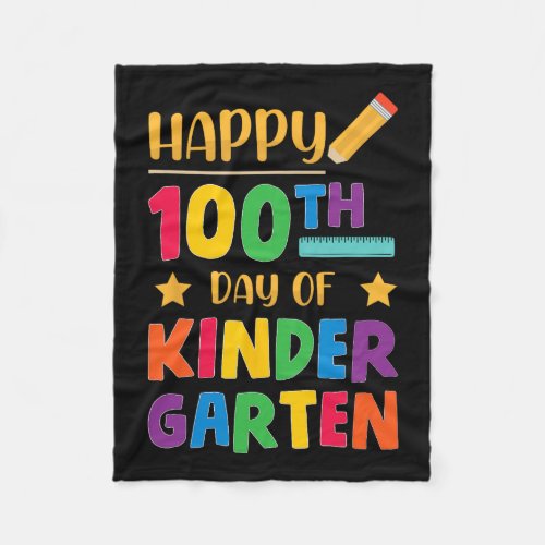 100th Day Of Kindergarten Cute School Student  Fleece Blanket