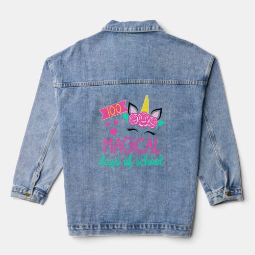 100th Day Of Kindergarten  For Girls 100 Magical D Denim Jacket