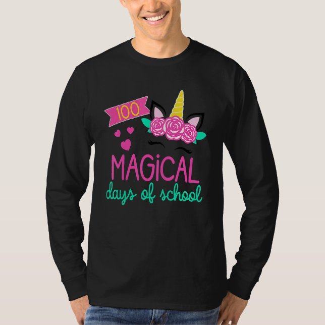100th Day Of Kindergarten  For Girls 100 Magical D T-Shirt (Front)