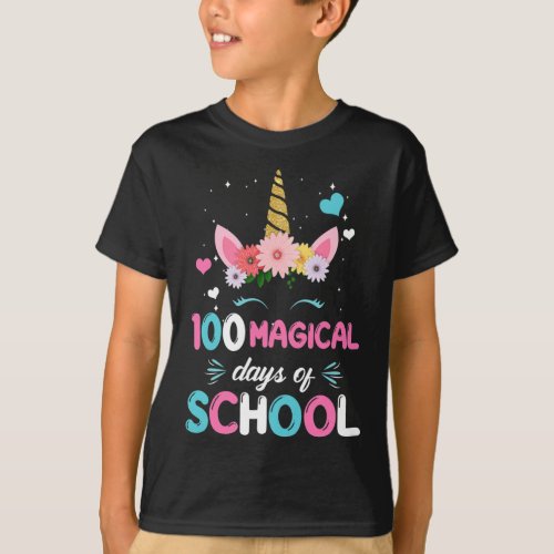100th Day Of Kindergarten For Girls 100 Magical Da T_Shirt