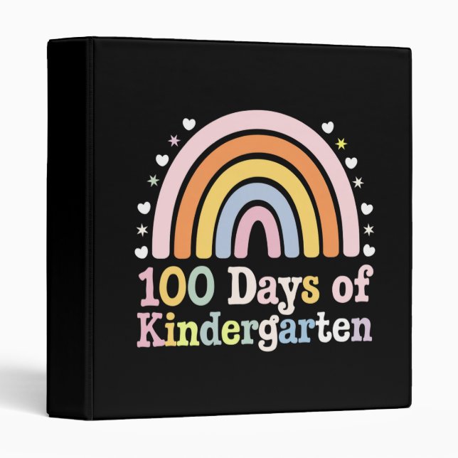 100th Day of Kindergarten Teacher Kids 100 Days  3 Ring Binder (Front/Spine)