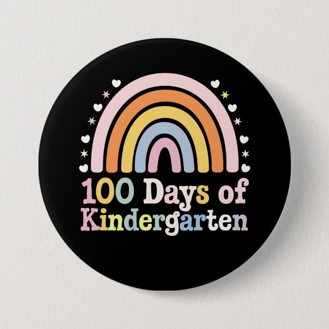 100th Day of Kindergarten Teacher Kids 100 Days  Button (Front)