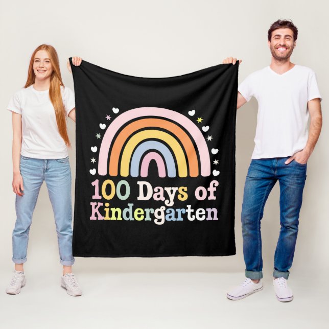 100th Day of Kindergarten Teacher Kids 100 Days  Fleece Blanket (In Situ)