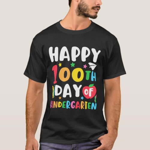 100th Day Of Kindergarten Teacher Kids 100 Days Sc T_Shirt