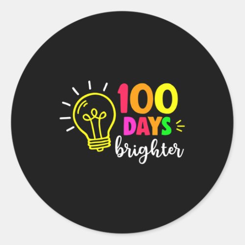 100th Day Of School 100 Days Brighter Girls Teache Classic Round Sticker