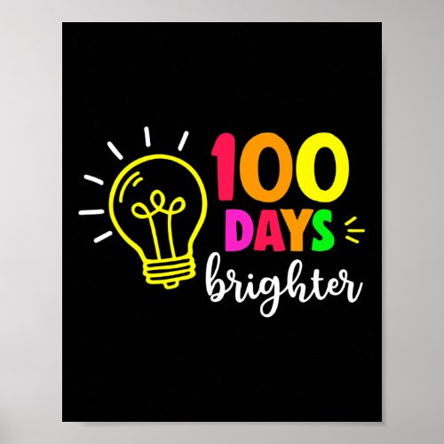 100th Day Of School 100 Days Brighter Girls Teache Poster