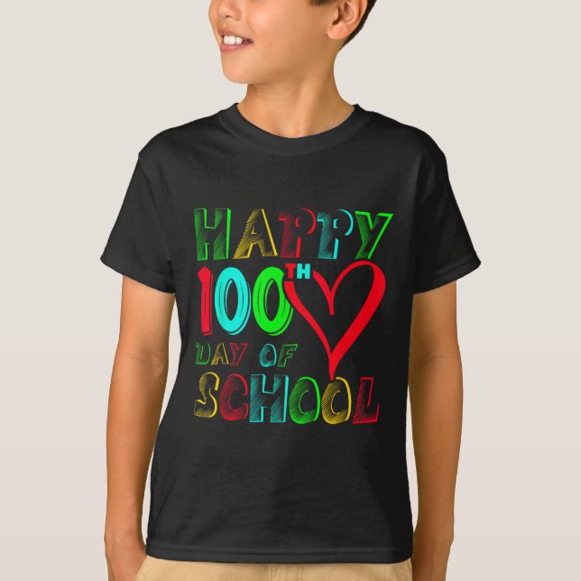 100th Day Of School 100 Days Cute Students Boys Gi T-Shirt (Front)