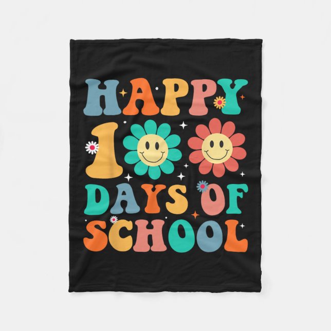 100th Day Of School 100 Days Of School Teacher Stu Fleece Blanket (Front)