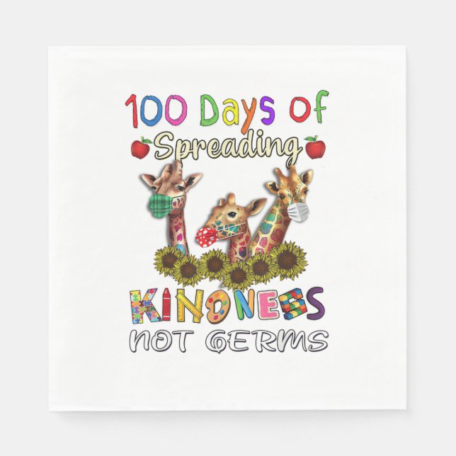 100th Day of School 100 Days Of Spreading Kindness Napkins (Front)