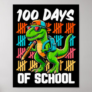 100th Day Of School 100 Days School Truck Dinosaur Poster