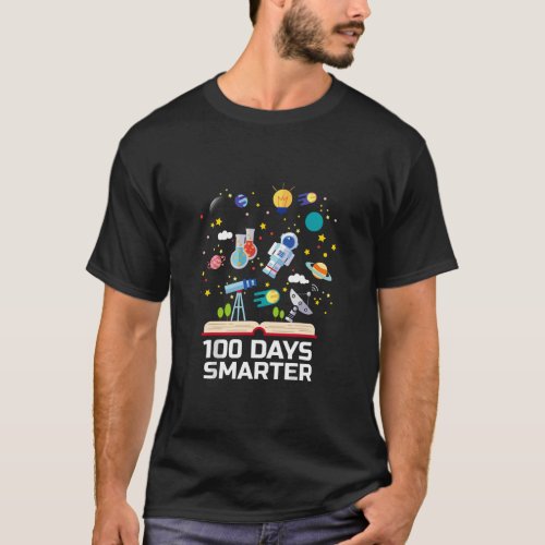 100th Day Of School 100 Days Smarter Books Space L T_Shirt