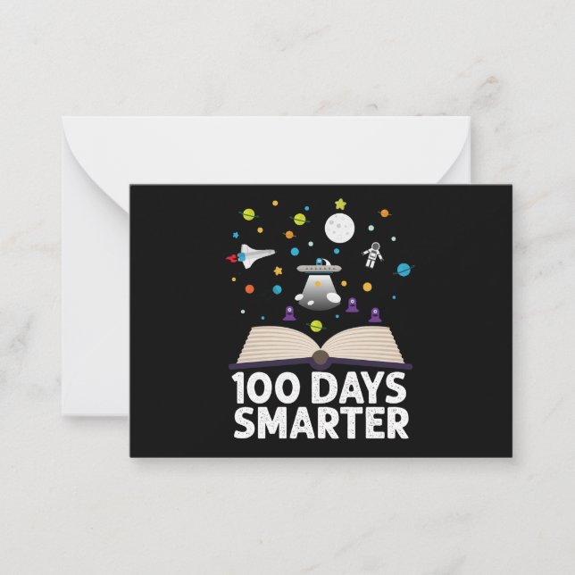 100th Day Of School 100 Days Smarter Books Space  Note Card (Front)