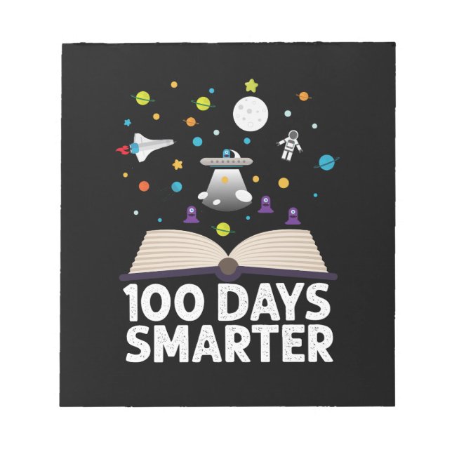 100th Day Of School 100 Days Smarter Books Space  Notepad (Front)
