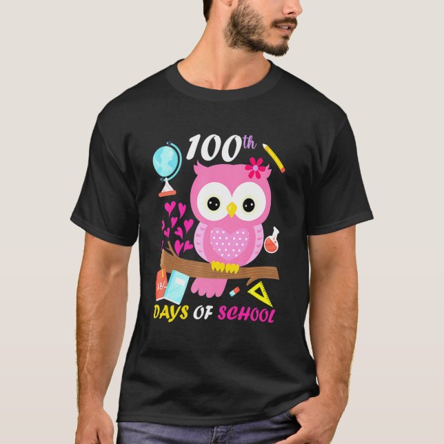 100th Day Of School 100 Days Smarter Cute Owl Love T-Shirt (Front)