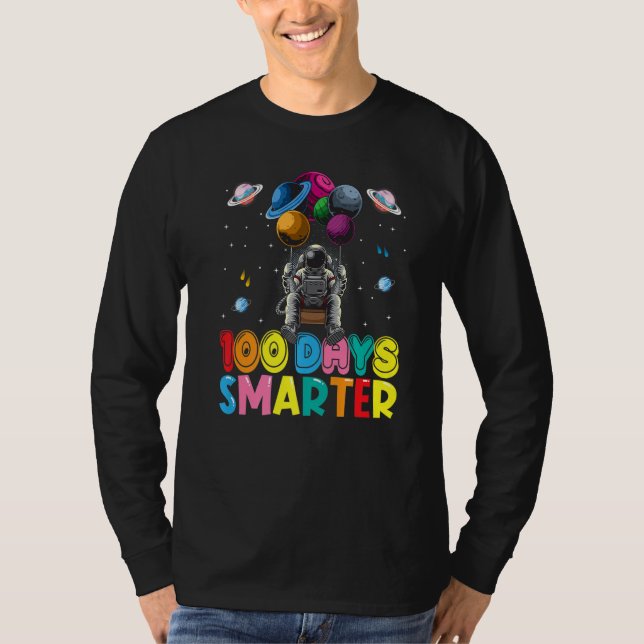 100th Day Of School 100 Days Smarter Space Astrona T-Shirt (Front)