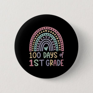 100th Day Of School 1st Grade 100 Days Smarter Fir Button