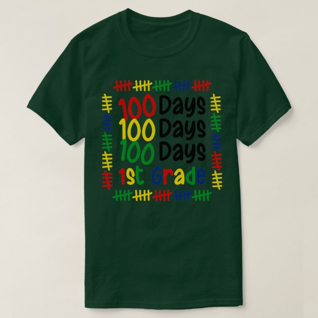 100th Day Of School 1st Grade Boys Girls Student T T-Shirt (Design Front)