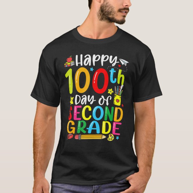 100th Day Of School 2nd Grade Teacher Student 100  T-Shirt (Front)