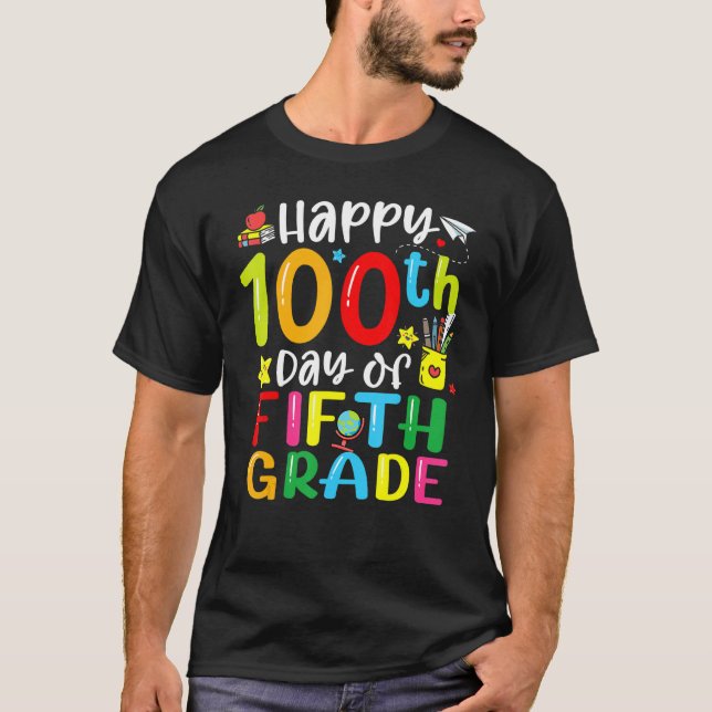 100th Day Of School 5th Fifth Grade Teacher Studen T-Shirt (Front)