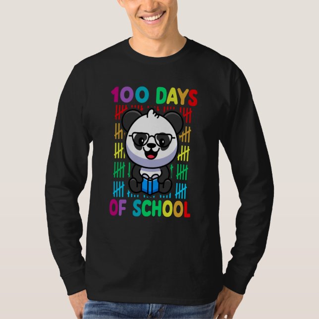 100th Day Of School Animal Panda Happy 100th Day K T-Shirt (Front)