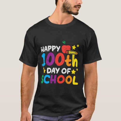 100th Day Of School Apple Pencil 100 Days Teacher  T_Shirt