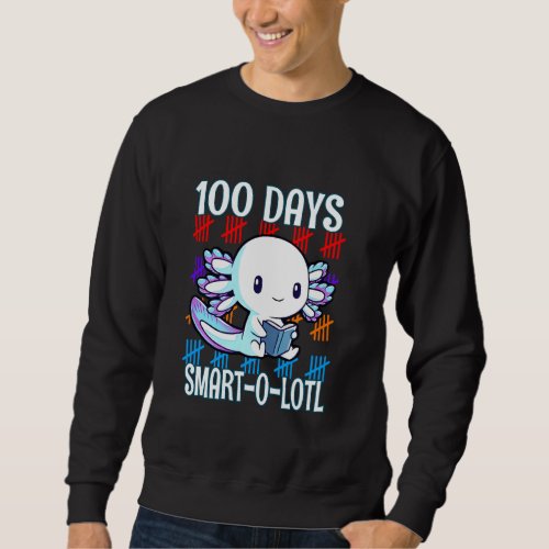 100TH Day Of School Axolotl Reading Boys Girls Kid Sweatshirt