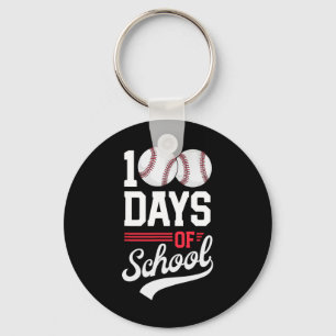 100th Day Of School Baseball 100 Days Kids Keychain