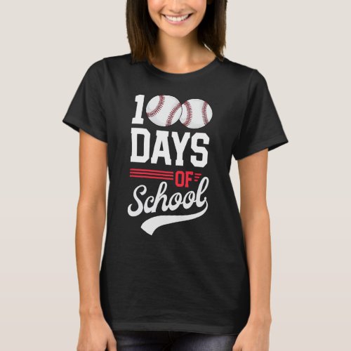 100th Day Of School Baseball 100 Days Kids  T_Shirt