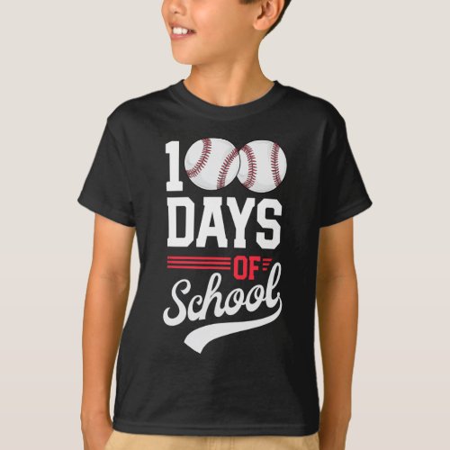 100th Day Of School Baseball 100 Days Kids  T_Shirt