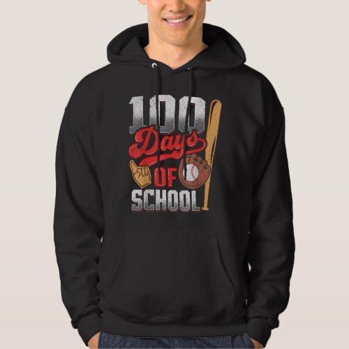 100th Day of School Baseball Kids 100 Days Of Scho Hoodie